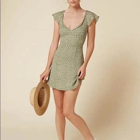 Reformation Darcy Dress in Green Floral - Size 2 - Picture 1 of 6